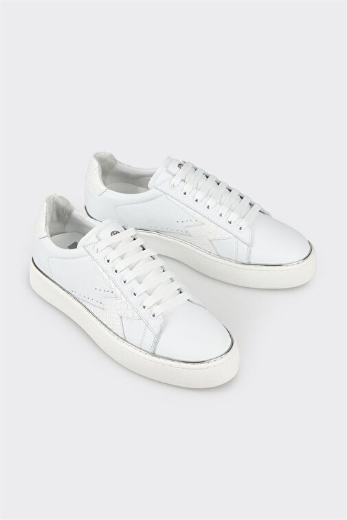 Elle Beyaz Erkek Deri Sneaker PIETRO - Görsel 3