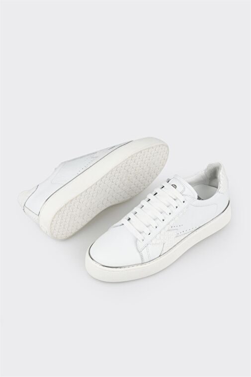 Elle Beyaz Erkek Deri Sneaker PIETRO - Görsel 4