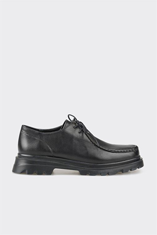 Siyah Deri Kadın Günlük Ayakkabı - Görsel 2