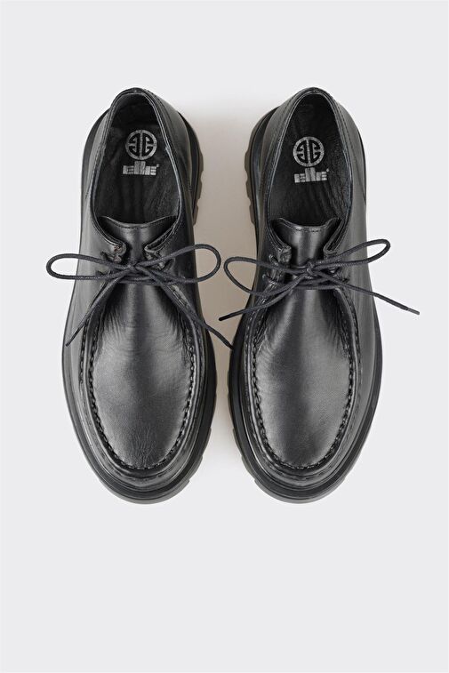 Siyah Deri Kadın Günlük Ayakkabı - Görsel 5