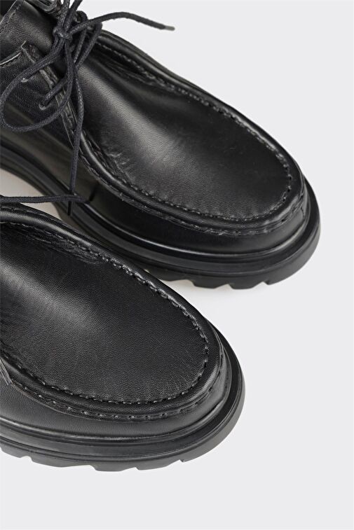 Siyah Deri Kadın Günlük Ayakkabı - Görsel 6