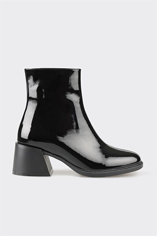 Siyah Deri Kadın Topuklu Bot - Görsel 2