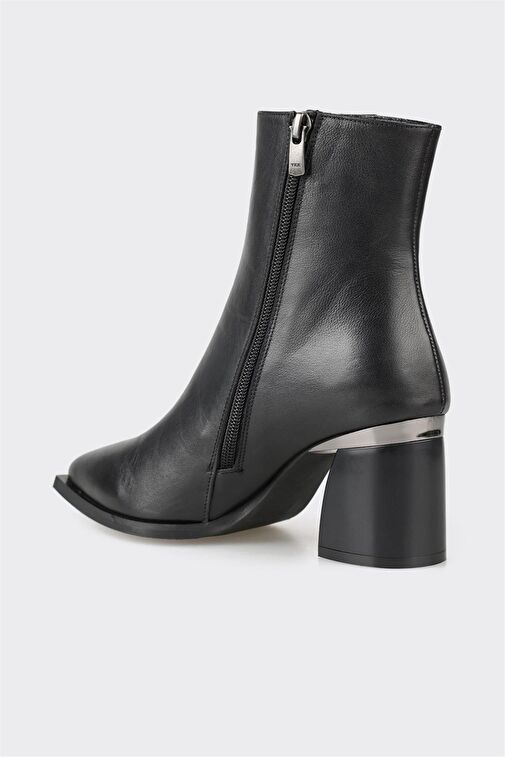 Siyah Deri Kadın Klasik Bot - Görsel 4