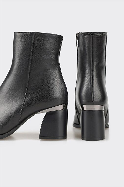 Siyah Deri Kadın Klasik Bot - Görsel 5