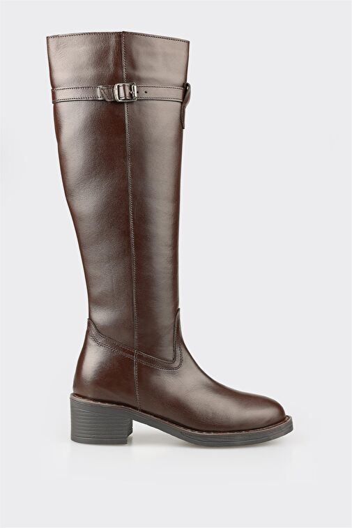 Kahve Deri Kadın Çizme - Görsel 2