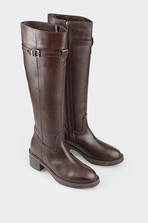 Kahve Deri Kadın Çizme - Görsel 3
