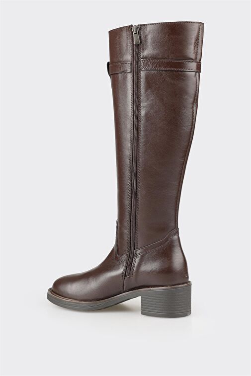 Kahve Deri Kadın Çizme - Görsel 4
