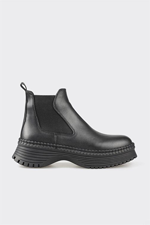 Siyah Deri Kadın Günlük Bot - Görsel 2