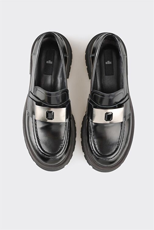 Siyah Deri Kadın Günlük Ayakkabı - Görsel 3