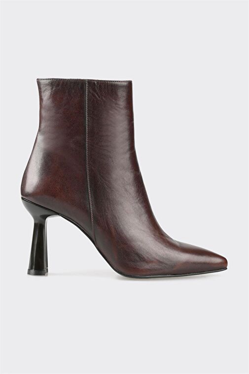 Kahve Deri Kadın Topuklu Bot - Görsel 2