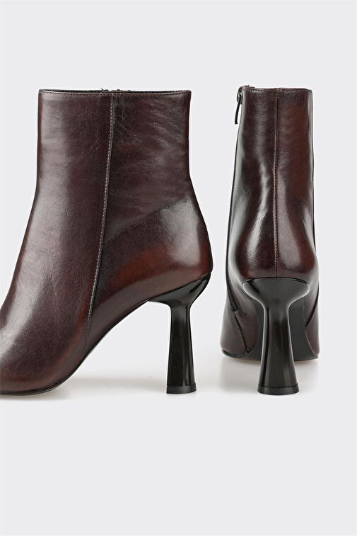 Kahve Deri Kadın Topuklu Bot - Görsel 5