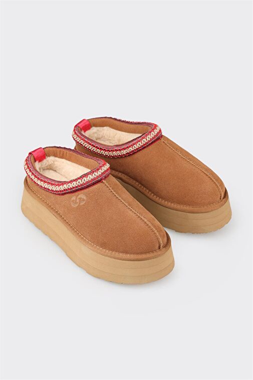 Camel Deri Kadın Spor Terlik - Görsel 4