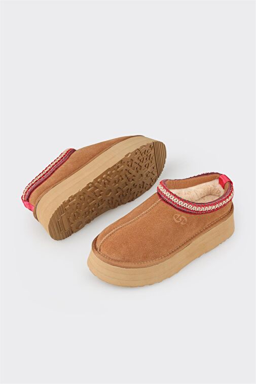 Camel Deri Kadın Spor Terlik - Görsel 5