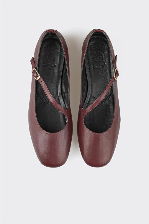 Bordo Deri Kadın Günlük Ayakkabı - Görsel 5