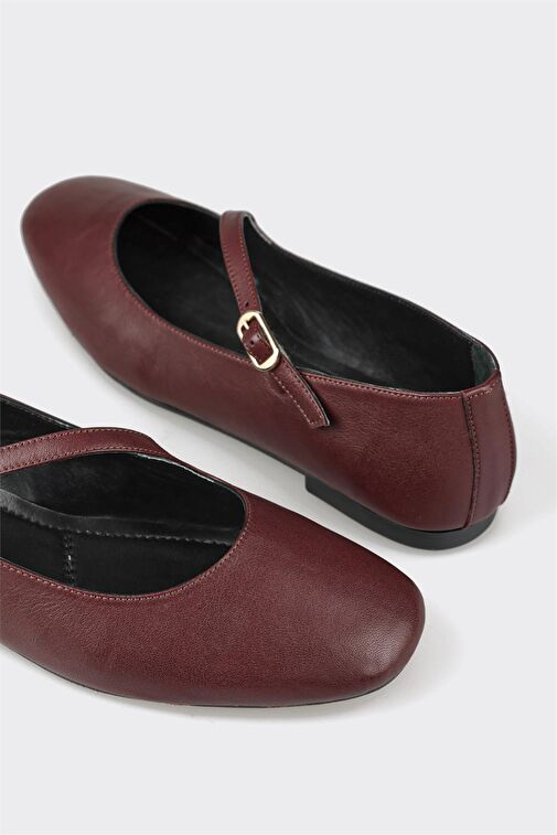 Bordo Deri Kadın Günlük Ayakkabı - Görsel 6