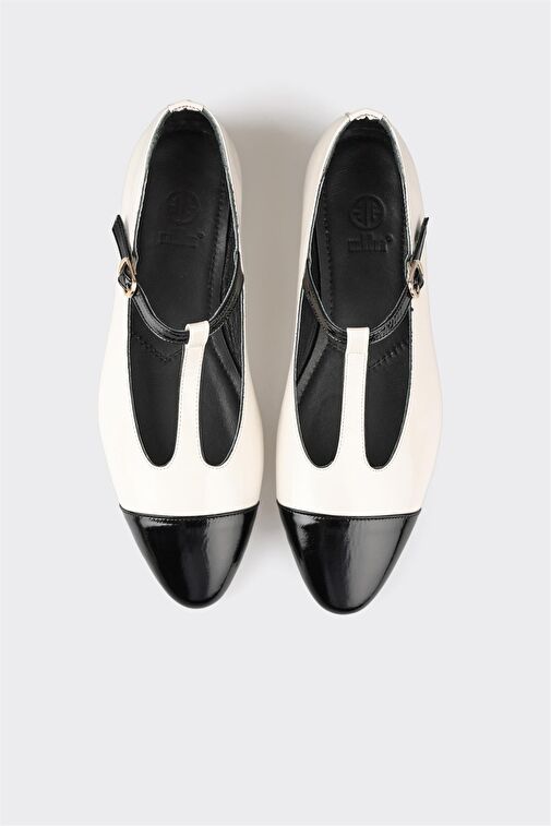 Elle Elle Ekru-Siyah Kadın Deri Babet HAFGAR | Boyner Ekru - 5. görsel