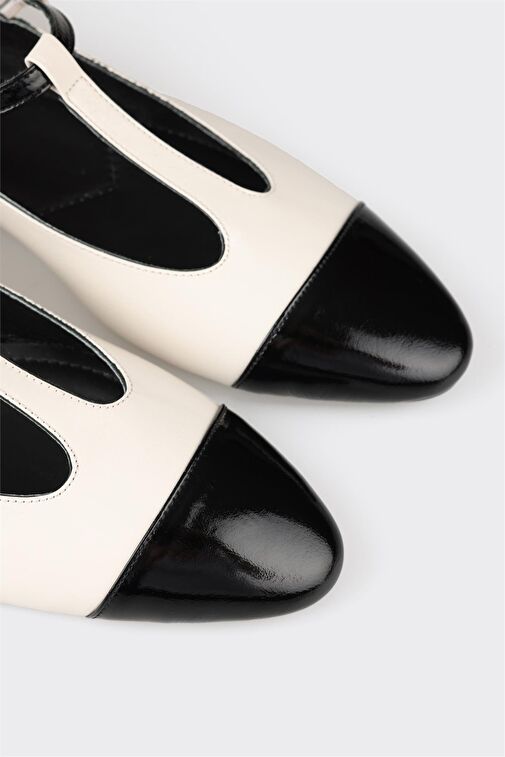 Elle Elle Ekru-Siyah Kadın Deri Babet HAFGAR | Boyner Ekru - 6. görsel