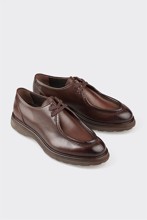 Kahve Deri Erkek Günlük Ayakkabı - Görsel 4