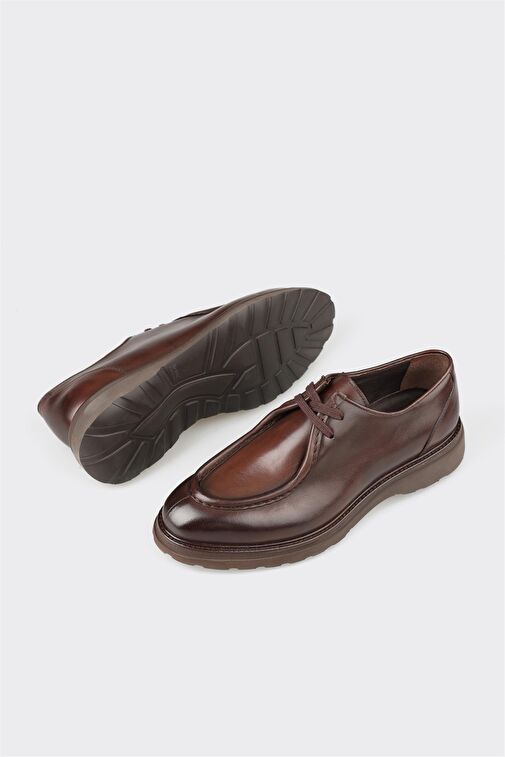 Kahve Deri Erkek Günlük Ayakkabı - Görsel 6