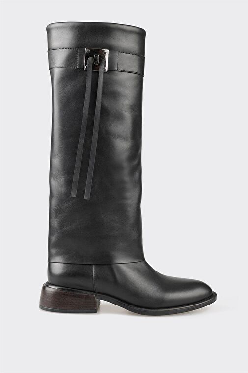 Siyah Deri Kadın Çizme - Görsel 2