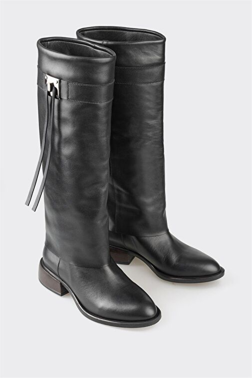 Siyah Deri Kadın Çizme - Görsel 3