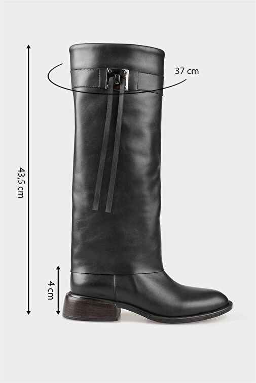 Siyah Deri Kadın Çizme - Görsel 6