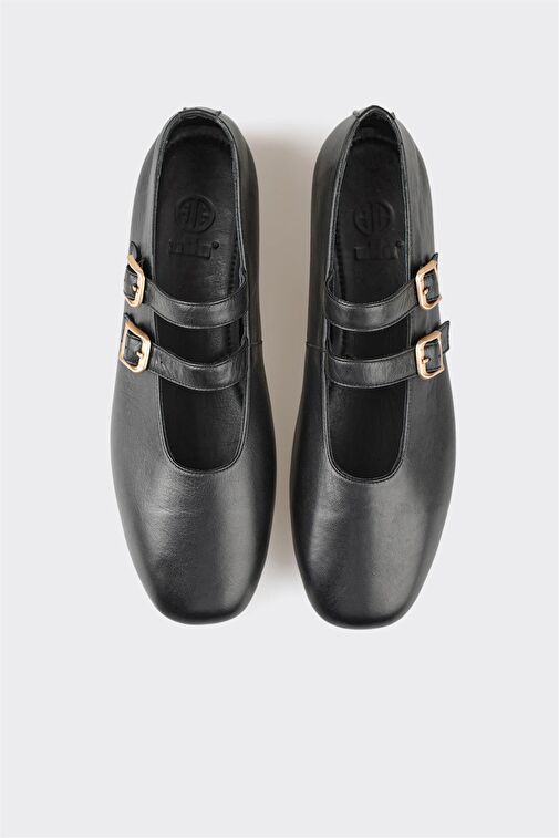 Siyah Deri Kadın Günlük Ayakkabı - Görsel 5