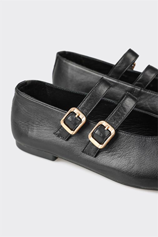 Siyah Deri Kadın Günlük Ayakkabı - Görsel 6