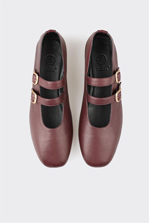 Elle Bordo Kadın Deri Babet VIRADEL - Görsel 2