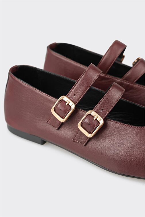 Elle Bordo Kadın Deri Babet VIRADEL - Görsel 3