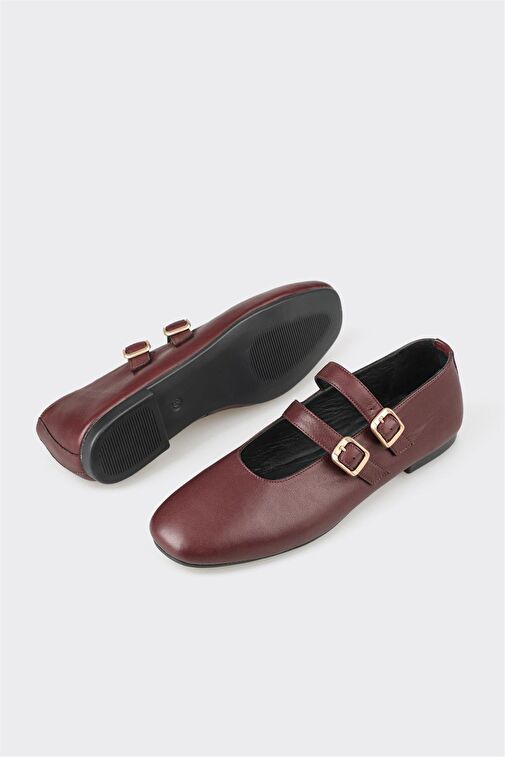 Elle Bordo Kadın Deri Babet VIRADEL - Görsel 5