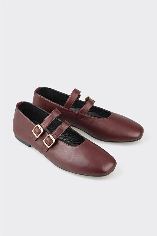 Elle Bordo Kadın Deri Babet VIRADEL - Görsel 6