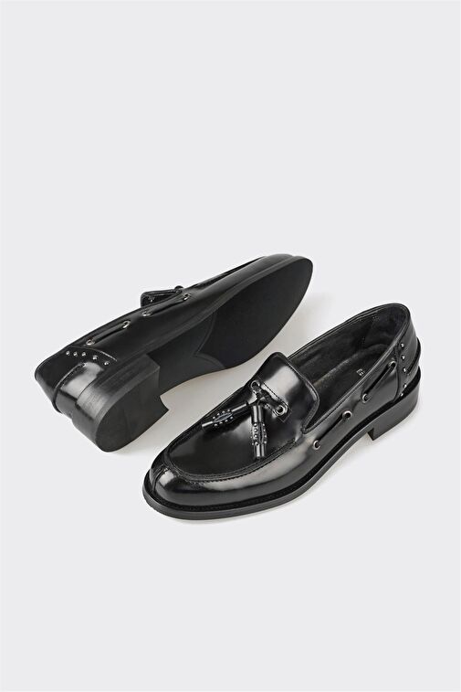 Elle Elle Siyah Kadın Deri Günlük Ayakkabı KEMHO Klasik Ayakkabı | Boyner Siyah - 6. görsel