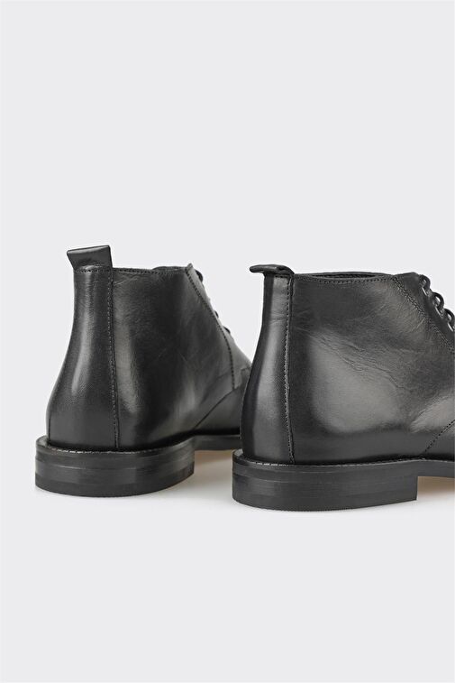 Siyah Deri Kadın Klasik Bot - Görsel 5