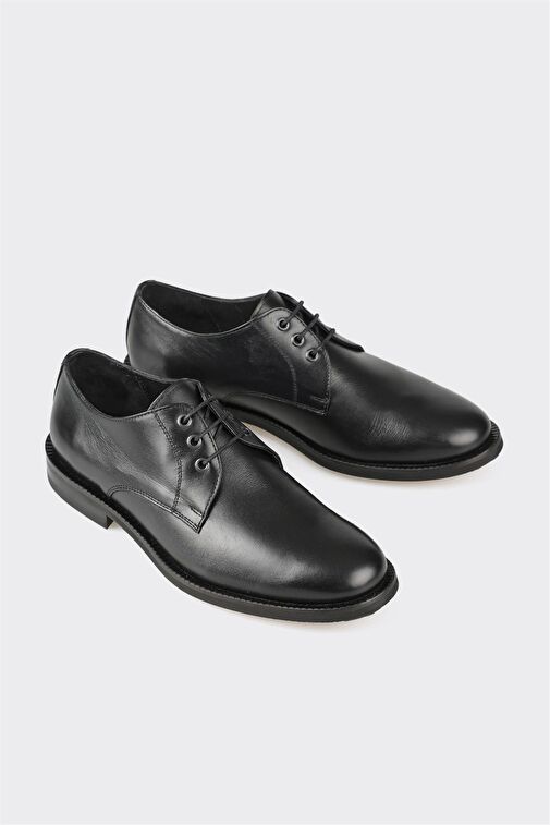 Elle Siyah Kadın Deri Günlük Ayakkabı NAKUW - Görsel 3