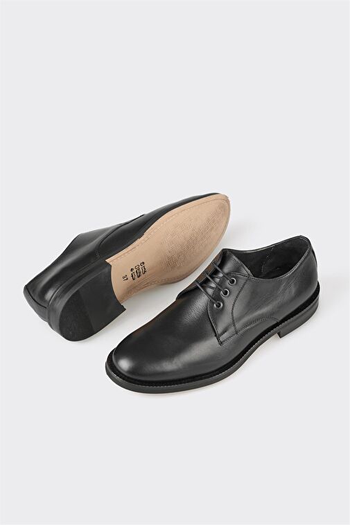 Elle Siyah Kadın Deri Günlük Ayakkabı NAKUW - Görsel 4