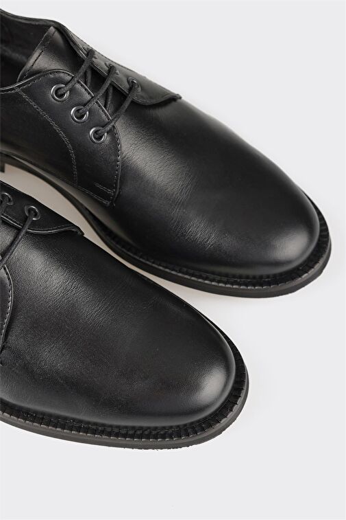 Elle Siyah Kadın Deri Günlük Ayakkabı NAKUW - Görsel 6