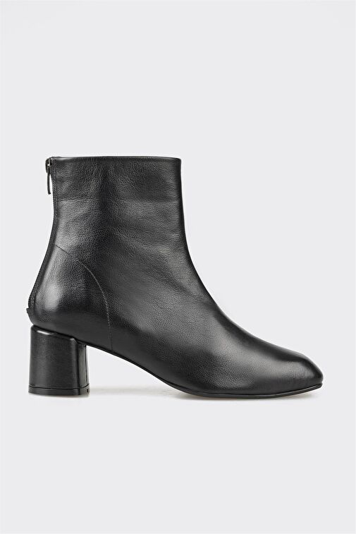 Siyah Deri Kadın Klasik Bot - Görsel 2