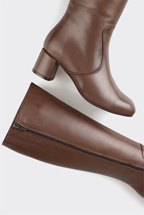 Kahve Deri Kadın Çizme - Görsel 5