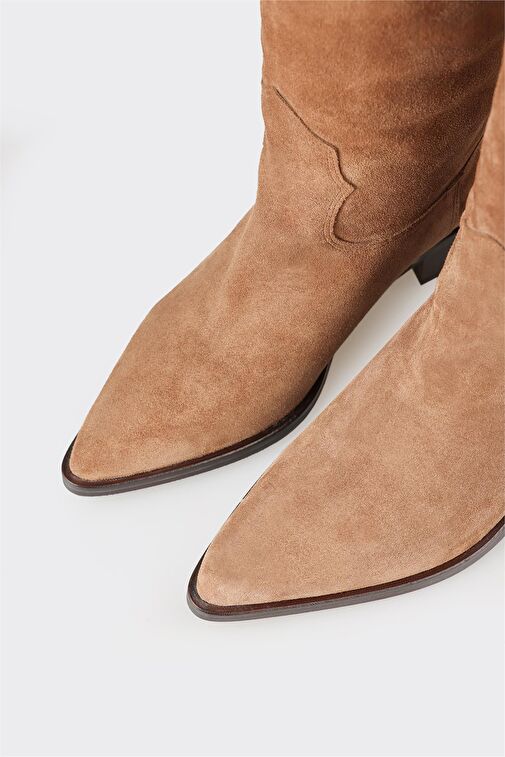 Elle Elle Vizon Deri Kadın Düz Çizme Bot | Boyner Vizon - 5. görsel