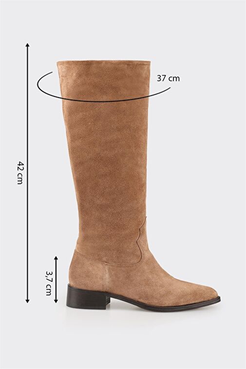 Elle Elle Vizon Deri Kadın Düz Çizme Bot | Boyner Vizon - 6. görsel