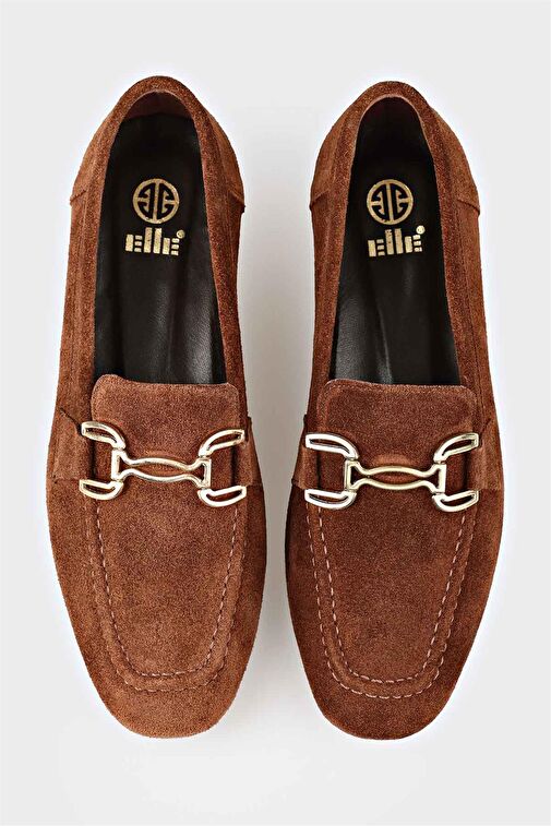 Kahve Deri Kadın Loafer - Görsel 3