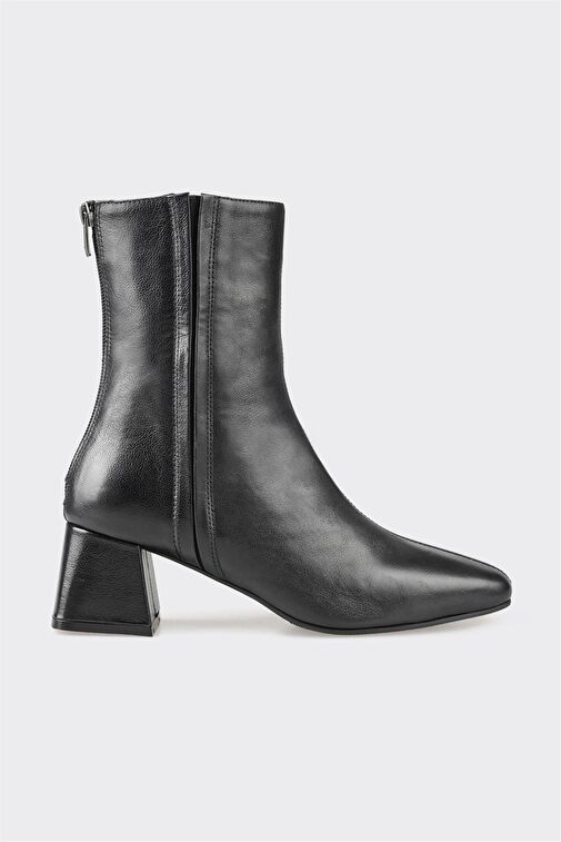 Siyah Deri Kadın Klasik Bot - Görsel 2