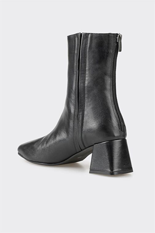 Siyah Deri Kadın Klasik Bot - Görsel 3