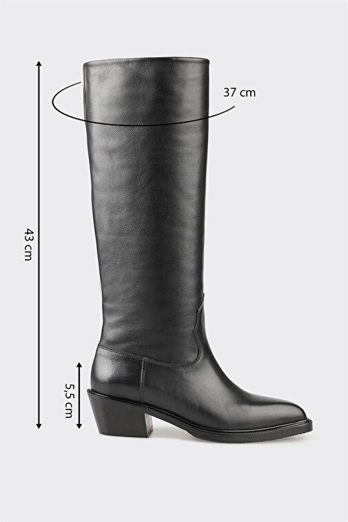 Siyah Deri Kadın Çizme - Görsel 6