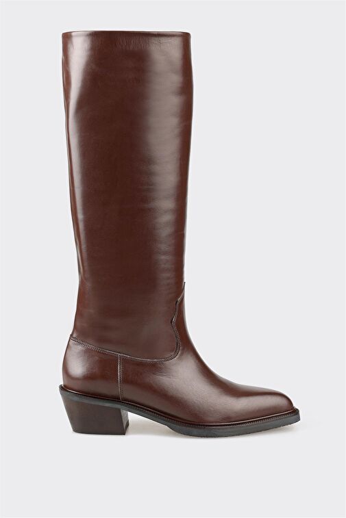 Kahve Deri Kadın Çizme - Görsel 2
