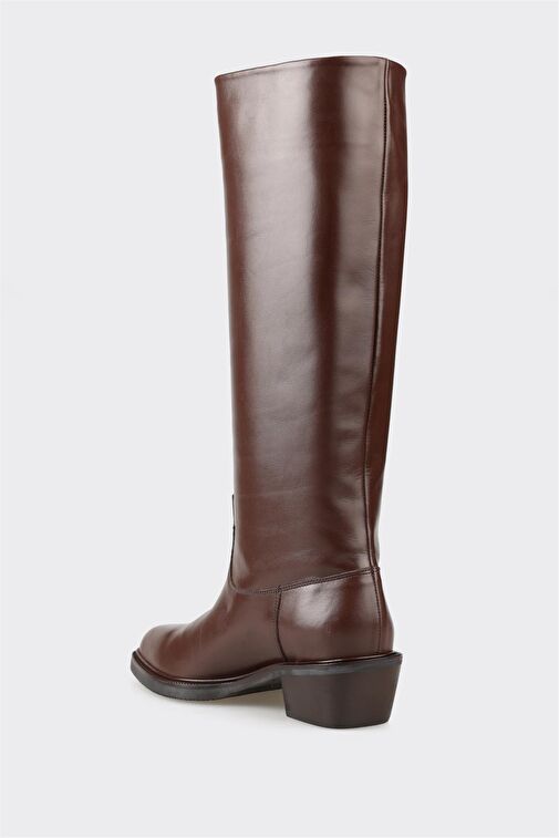 Kahve Deri Kadın Çizme - Görsel 4