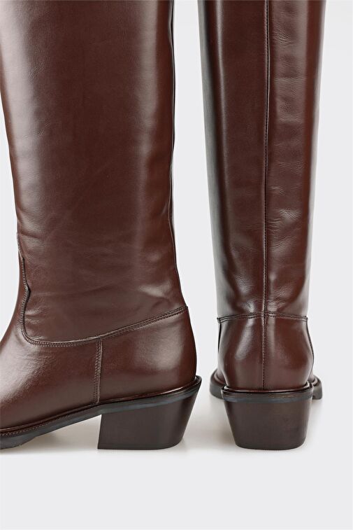 Kahve Deri Kadın Çizme - Görsel 5