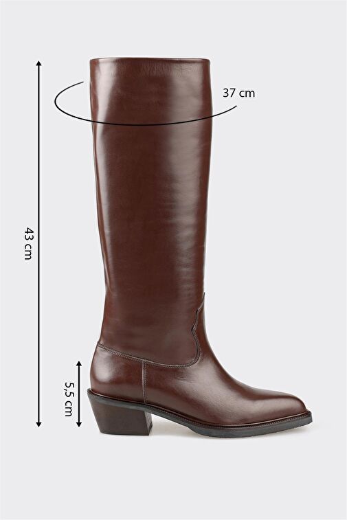 Kahve Deri Kadın Çizme - Görsel 6