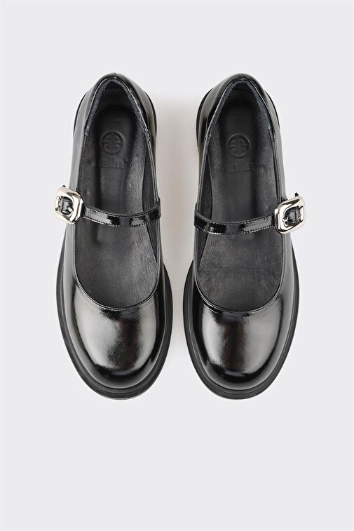 Elle Siyah Kadın Rugan Günlük Ayakkabı SULETO - Görsel 5